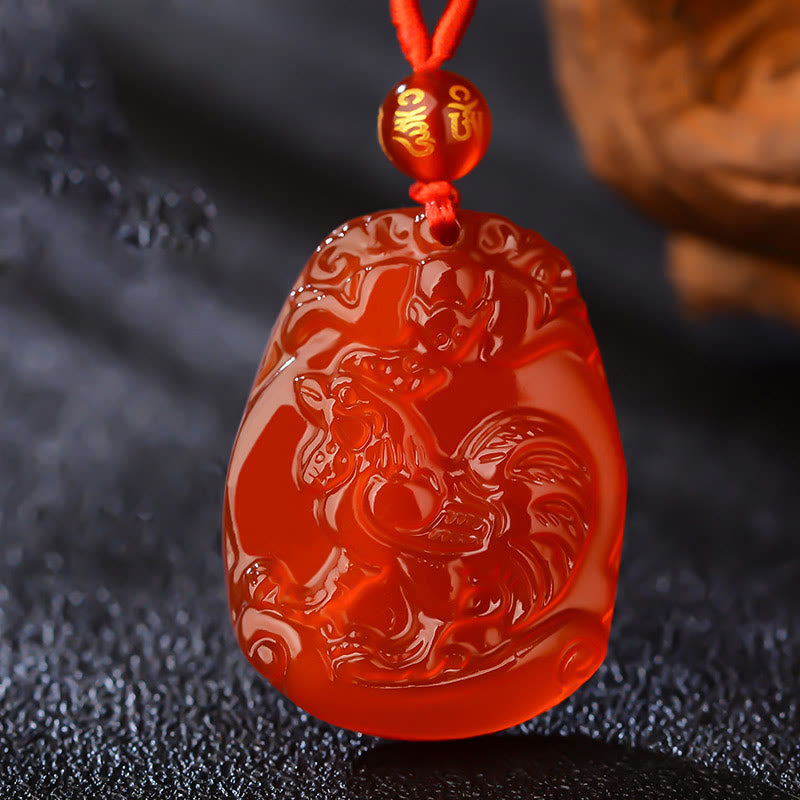 Buddha Stones Chinese dierenriem rode agaat kalme Ketting - Haan - image 10