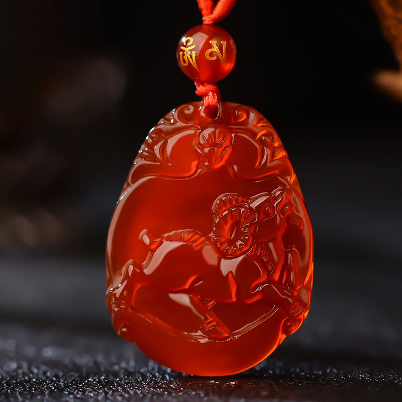 Buddha Stones Chinese dierenriem rode agaat kalme Ketting - Geit - image 12