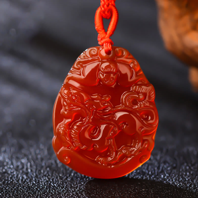 Buddha Stones Chinese dierenriem rode agaat kalme Ketting - Draak - image 14