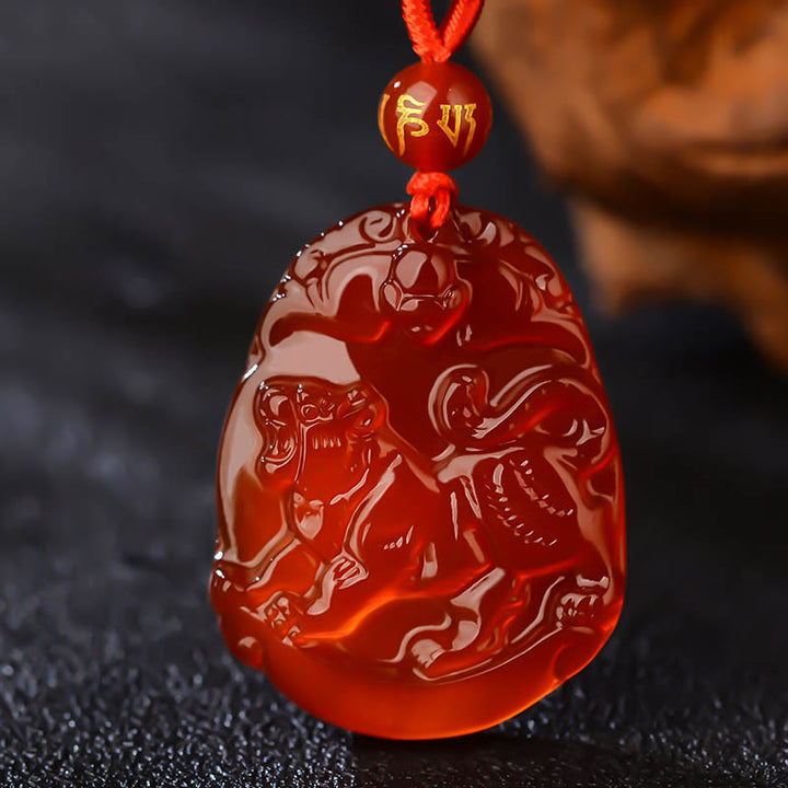 Buddha Stones Chinese dierenriem rode agaat kalme Ketting - Tijger - image 17
