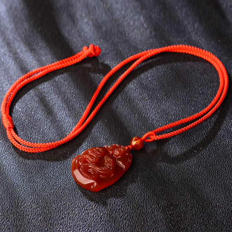 Buddha Stones Chinese dierenriem rode agaat kalme Ketting - image 1