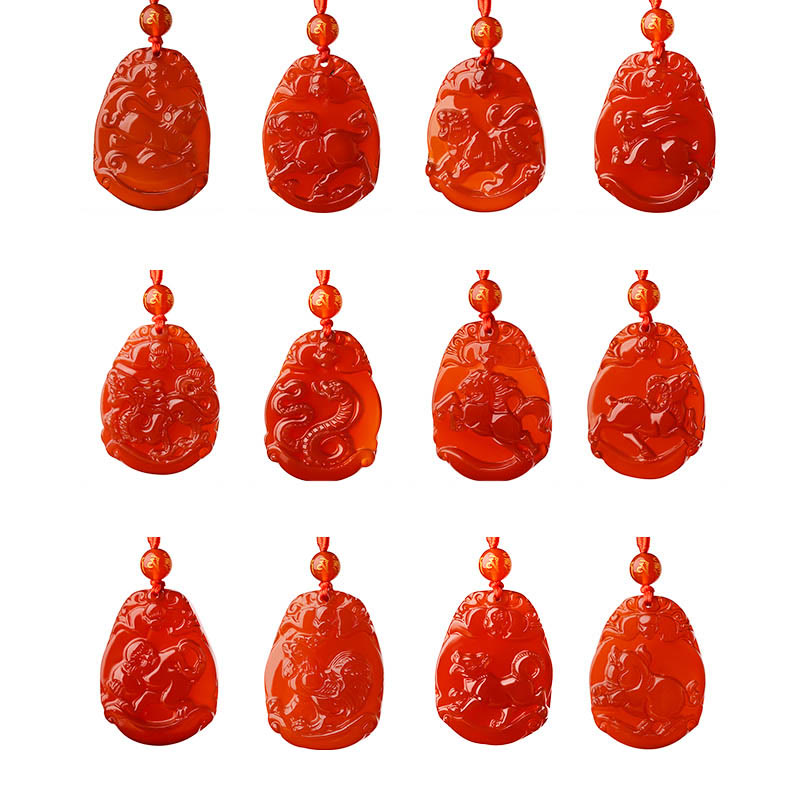 Buddha Stones Chinese dierenriem rode agaat kalme Ketting - image 20