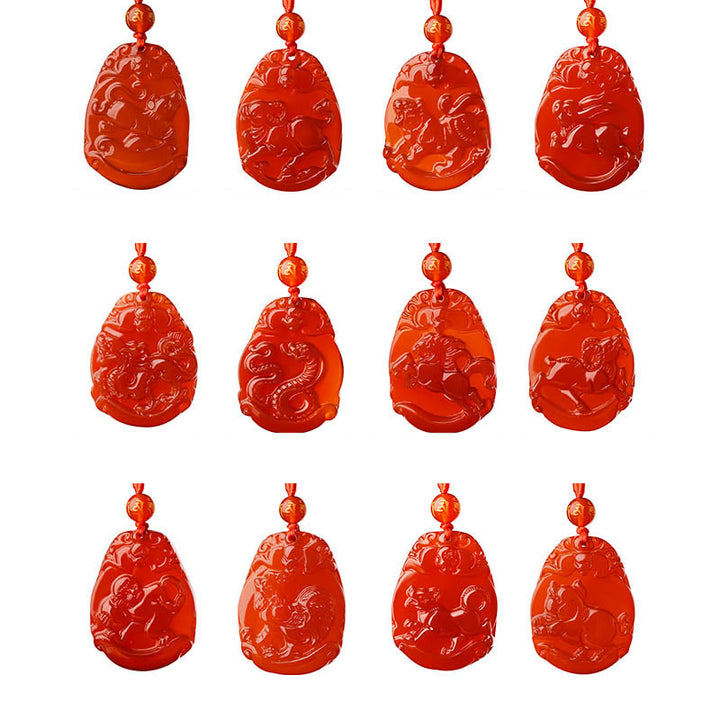 Buddha Stones Chinese dierenriem rode agaat kalme Ketting - image 20