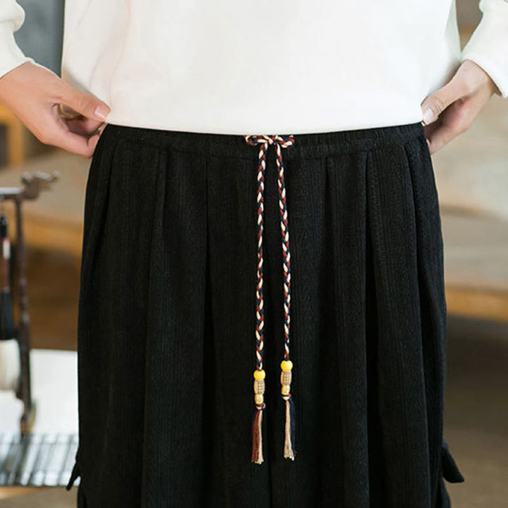 Buddha Stones Heren cargo broek met trekkoord, chenille corduroy en Zakken , herfst/winter - image 10