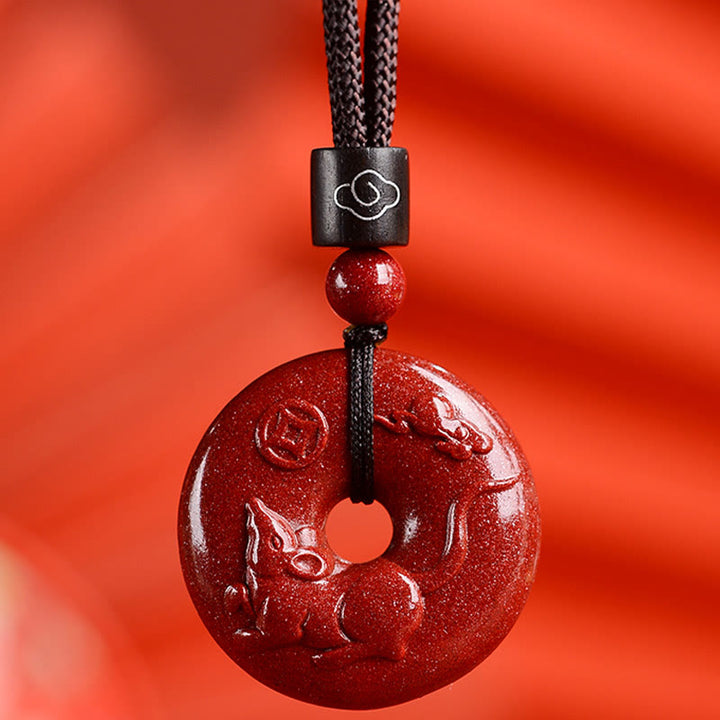 Buddha Stones Chinese dierenriem Cinnaber Vredesgesp Kalmte Ketting - Rat - Klein 28* 8mm - image 13