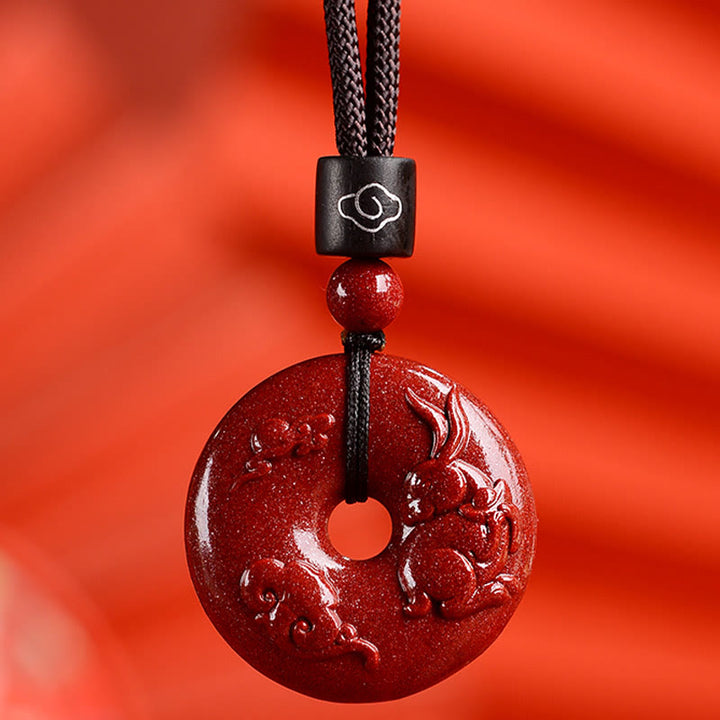 Buddha Stones Chinese dierenriem Cinnaber Vredesgesp Kalmte Ketting - Konijn - Klein 28* 8mm - image 19