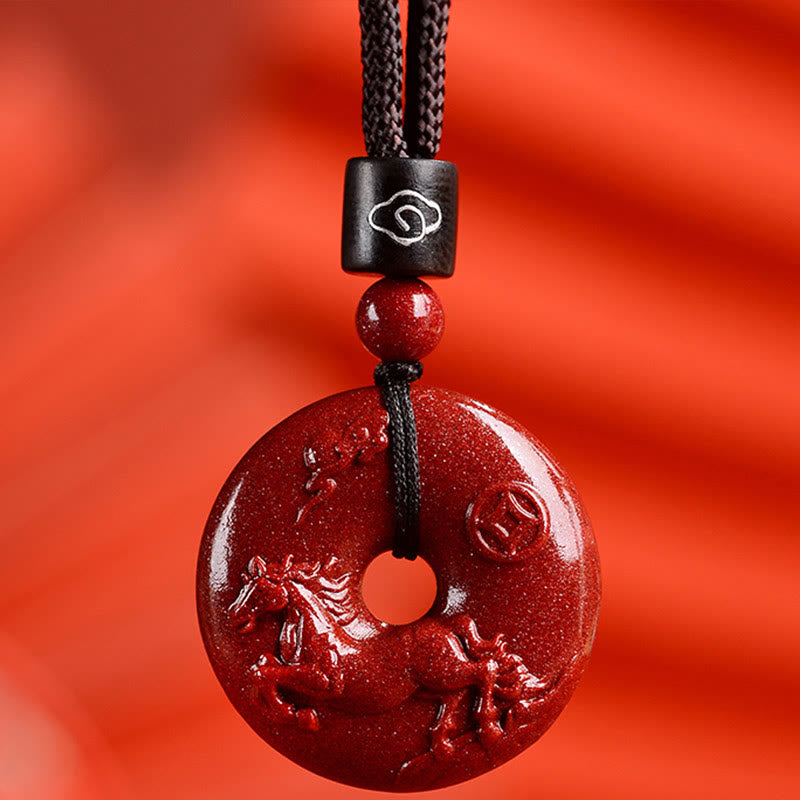 Buddha Stones Chinese dierenriem Cinnaber Vredesgesp Kalmte Ketting - Paard - Klein 28* 8mm - image 26