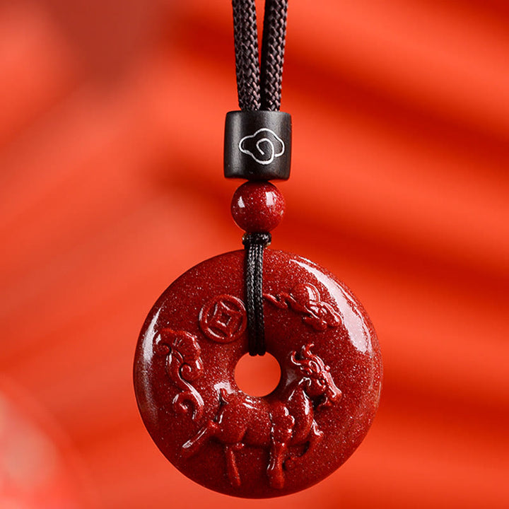 Buddha Stones Chinese dierenriem Cinnaber Vredesgesp Kalmte Ketting - Geit - Klein 28* 8mm - image 28