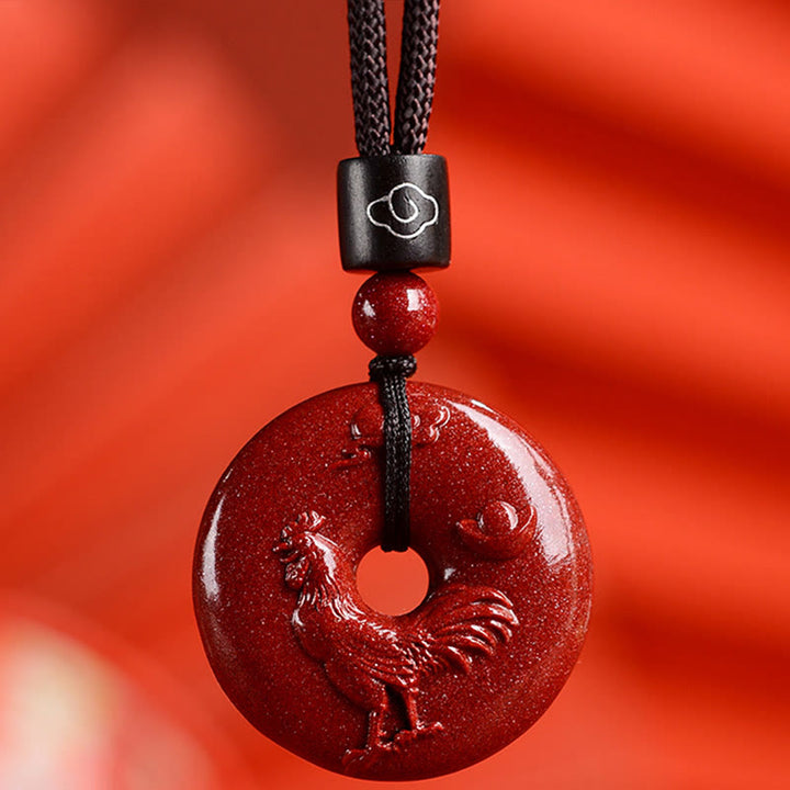 Buddha Stones Chinese dierenriem Cinnaber Vredesgesp Kalmte Ketting - Haan - Klein 28* 8mm - image 32