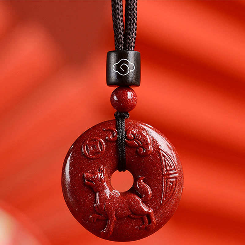 Buddha Stones Chinese dierenriem Cinnaber Vredesgesp Kalmte Ketting - Hond - Klein 28* 8mm - image 34