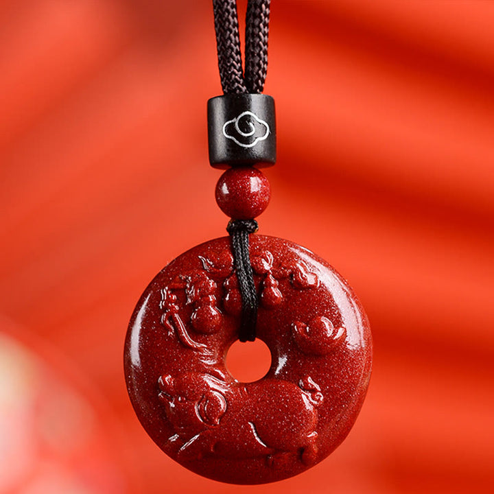 Buddha Stones Chinese dierenriem Cinnaber Vredesgesp Kalmte Ketting - Varken - Klein 28* 8mm - image 36