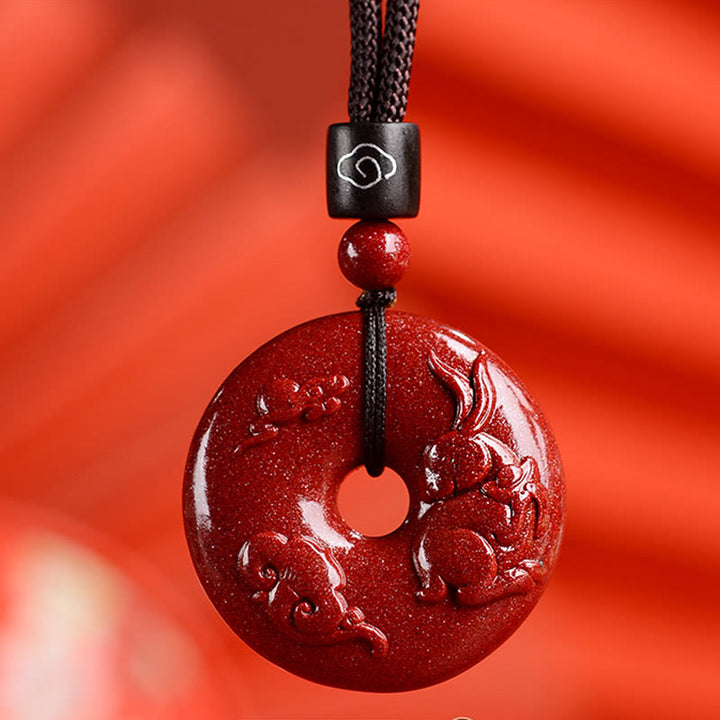 Buddha Stones Chinese dierenriem Cinnaber Vredesgesp Kalmte Ketting - Konijn - Medium 32* 9mm - image 20