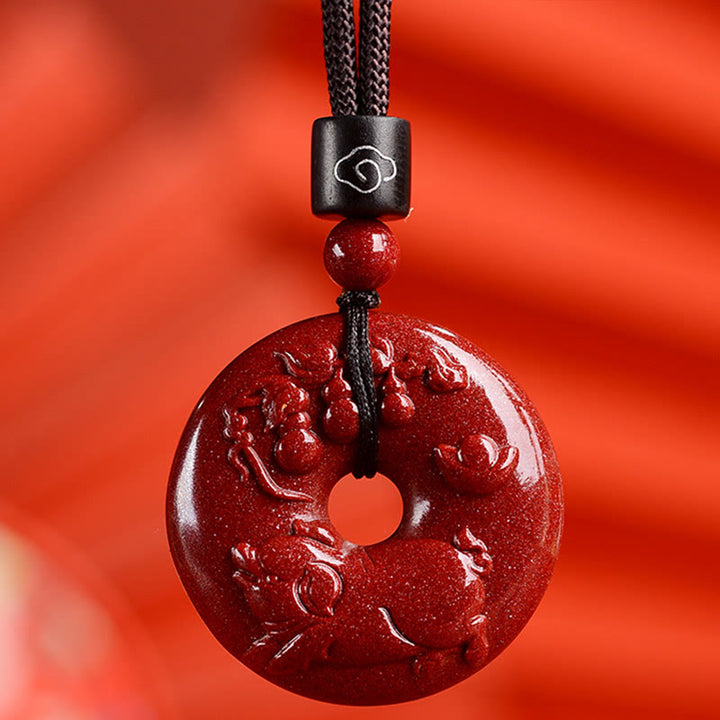 Buddha Stones Chinese dierenriem Cinnaber Vredesgesp Kalmte Ketting - Varken - Medium 32* 9mm - image 37