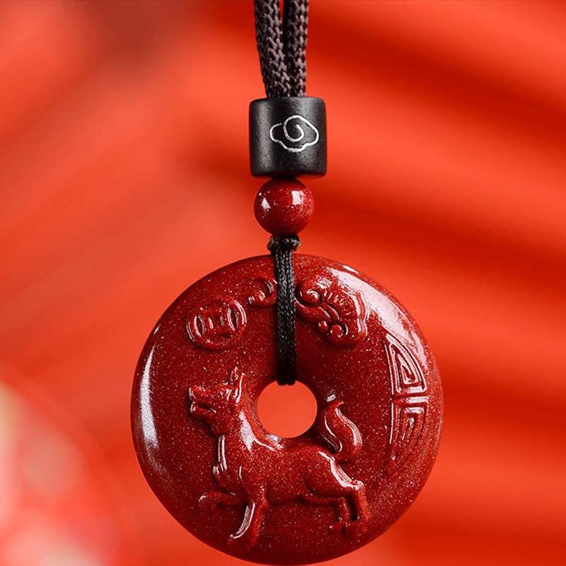 Buddha Stones Chinese dierenriem Cinnaber Vredesgesp Kalmte Ketting - Hond - Medium 32* 9mm - image 35