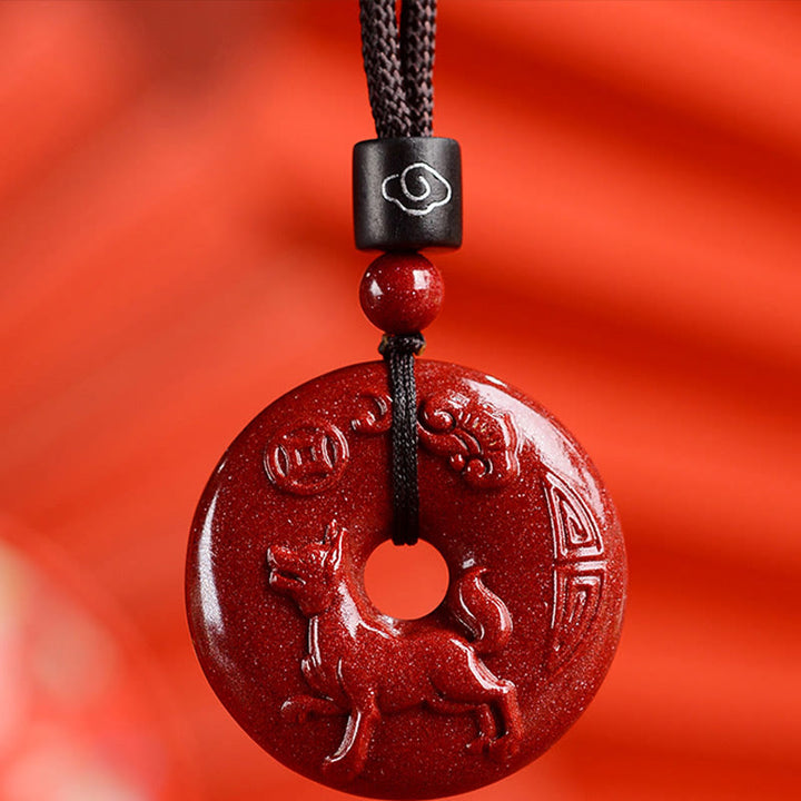 Buddha Stones Chinese dierenriem Cinnaber Vredesgesp Kalmte Ketting - Hond - Medium 32* 9mm - image 35