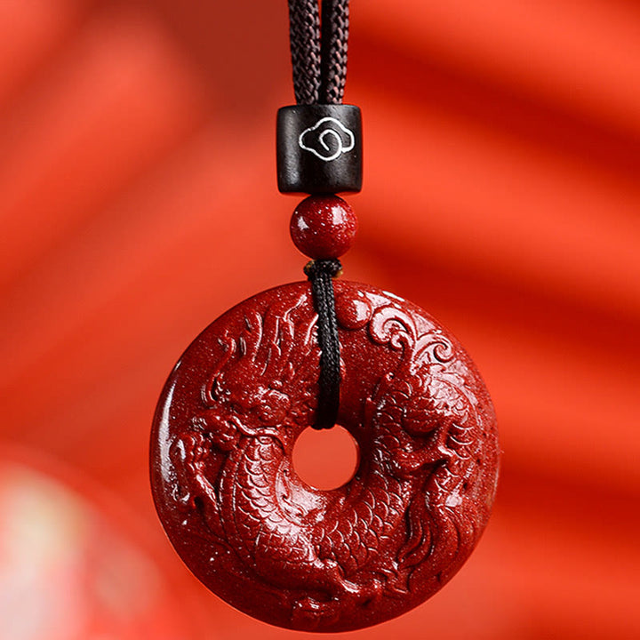 Buddha Stones Chinese dierenriem Cinnaber Vredesgesp Kalmte Ketting - Draak - Medium 32* 9mm - image 23