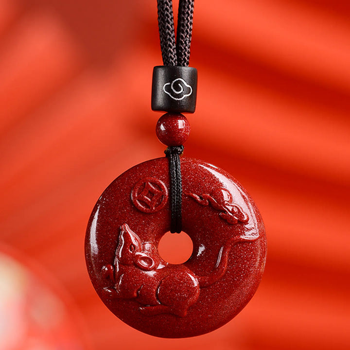 Buddha Stones Chinese dierenriem Cinnaber Vredesgesp Kalmte Ketting - Rat - Medium 32* 9mm - image 14