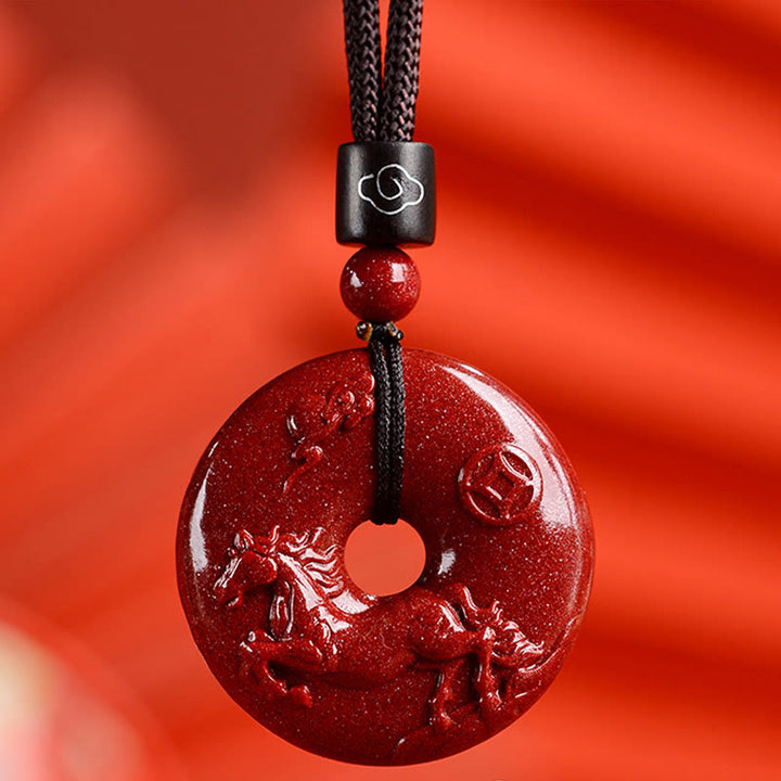 Buddha Stones Chinese dierenriem Cinnaber Vredesgesp Kalmte Ketting - Paard - Medium 32* 9mm - image 27