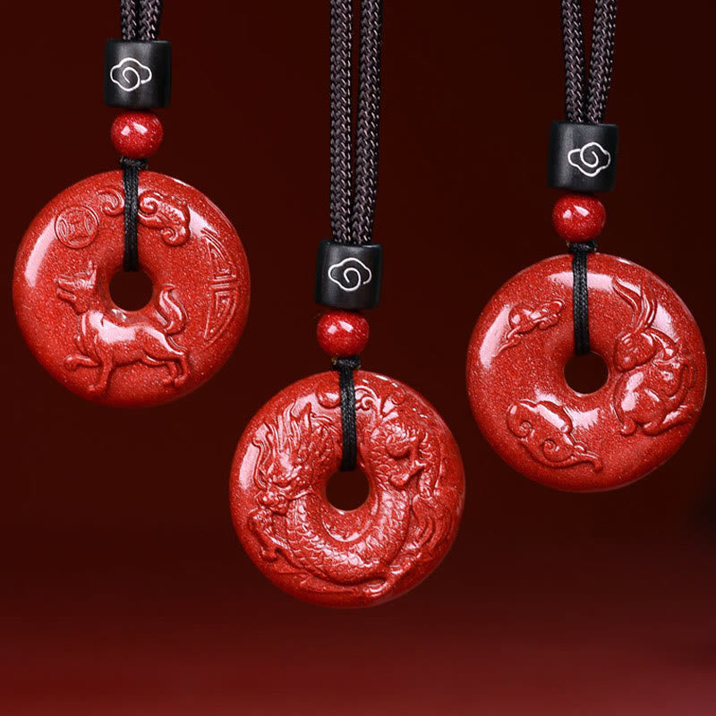 Buddha Stones Chinese dierenriem Cinnaber Vredesgesp Kalmte Ketting - image 39