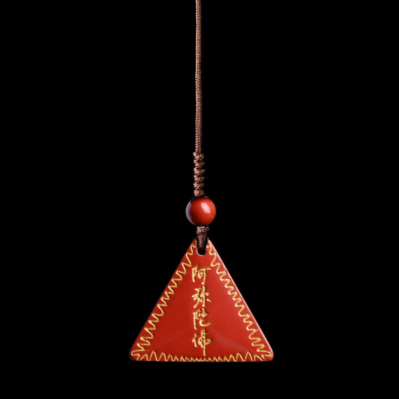 Buddha Stones Cinnabar Amitabha Calm Ketting - Oranje-rode cinnaber verguld - Telefoonhanger decoratie - image 6
