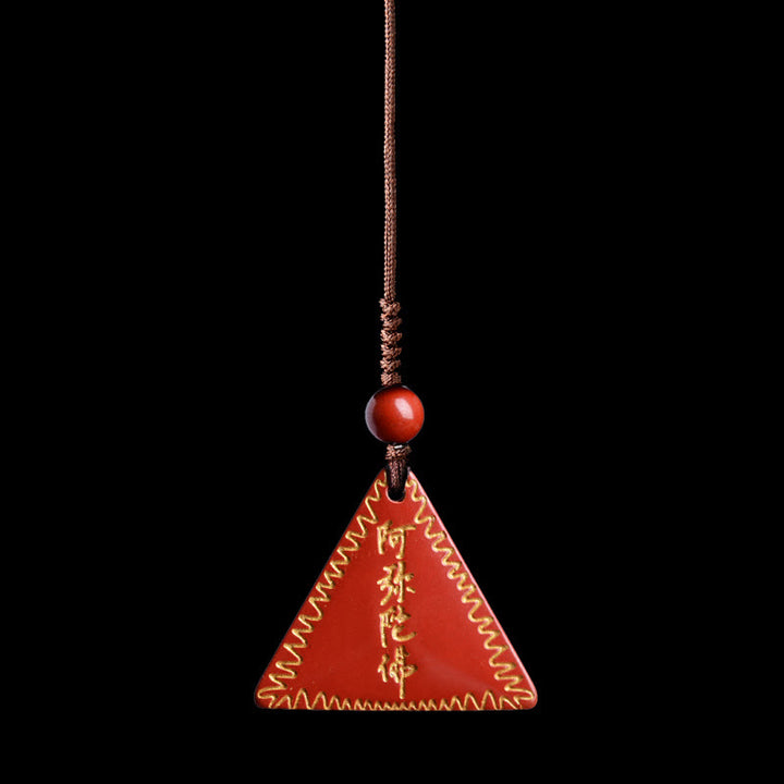 Buddha Stones Cinnabar Amitabha Calm Ketting - Oranje-rode cinnaber verguld - Telefoonhanger decoratie - image 6