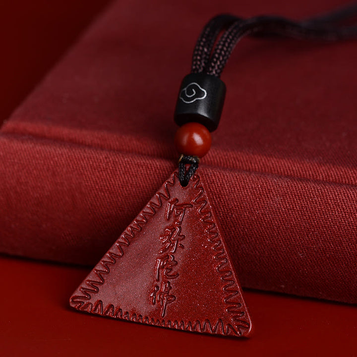 Buddha Stones Cinnabar Amitabha Calm Ketting - Paarsrode cinnaber - Bruin touw - image 13