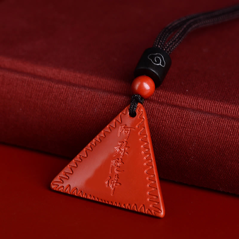 Buddha Stones Cinnabar Amitabha Calm Ketting - Oranje-rode cinnaber - Bruin touw - image 8