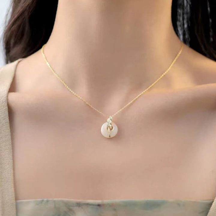 Buddha Stones Hetian Jade 925 Sterling Zilveren Tarwe Geluk Ketting - image 4