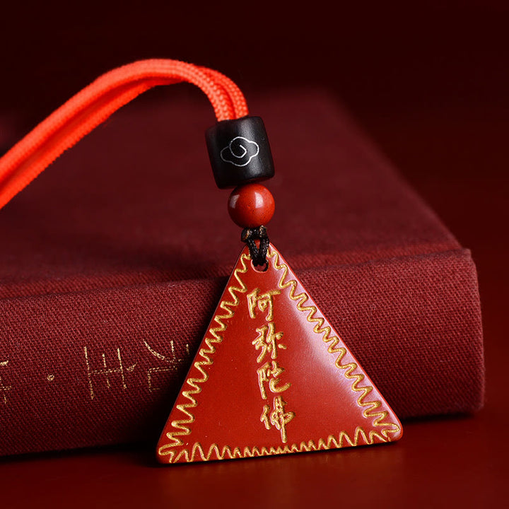 Buddha Stones Cinnabar Amitabha Calm Ketting - Oranje-rode cinnaber verguld - Rode koord - image 3
