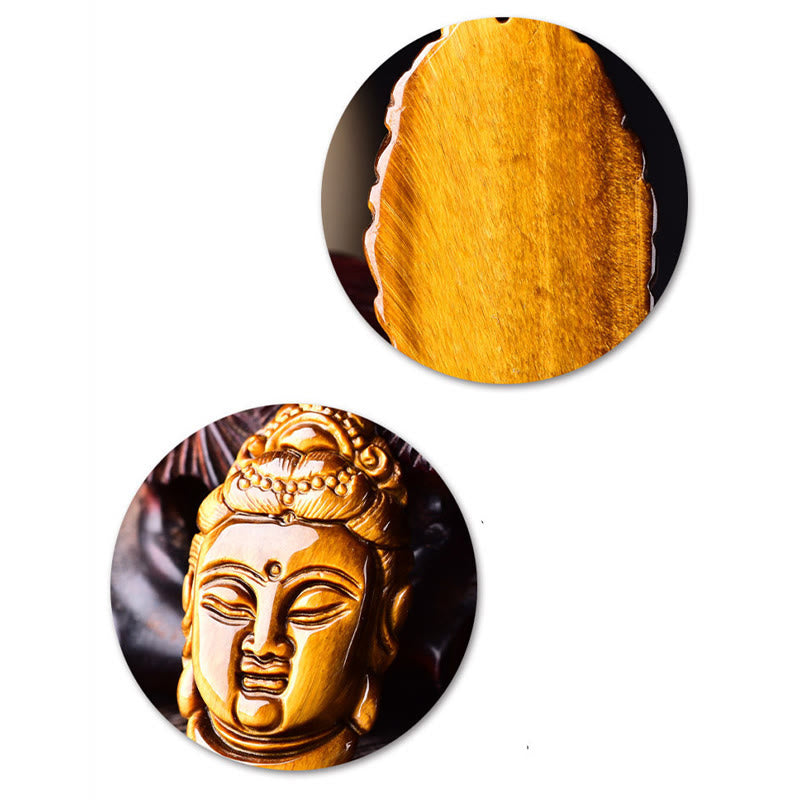 Buddha Stones Tijgeroog Kwan Yin Avalokitesvara Hoofd Kracht Ketting - image 7