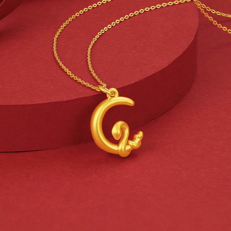 Buddha Stones 999 Gouden Maan Jaar van de Slang Geluk Ketting - image 1