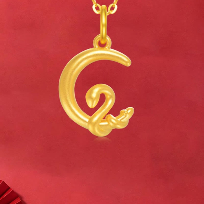 Buddha Stones 999 Gouden Maan Jaar van de Slang Geluk Ketting - image 3