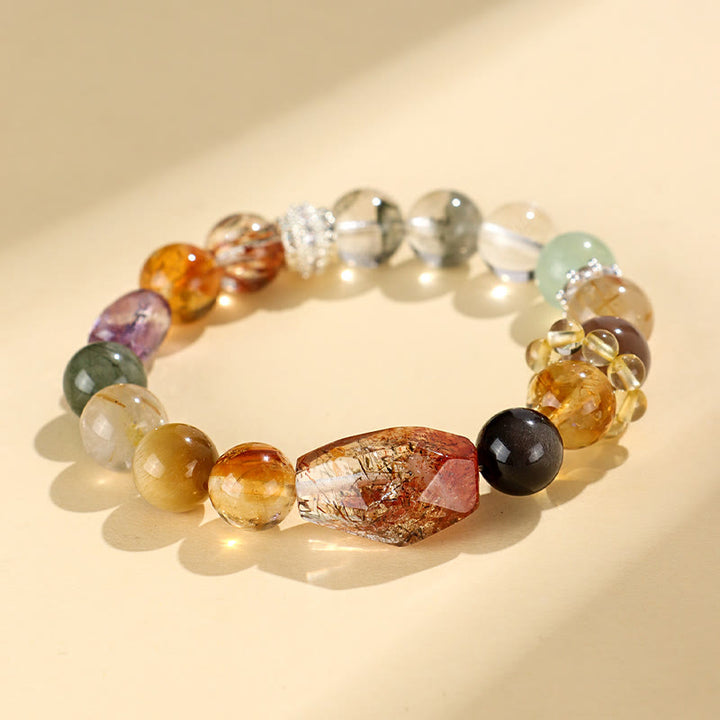Buddha Stones Super Seven Kristallen Topaas Obsidiaan Tijgeroog Armband - image 2