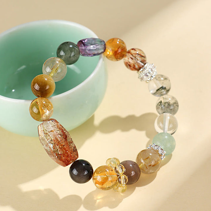 Buddha Stones Super Seven Kristallen Topaas Obsidiaan Tijgeroog Armband - image 10