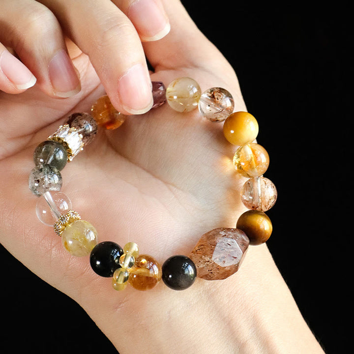 Buddha Stones Super Seven Kristallen Topaas Obsidiaan Tijgeroog Armband - image 4