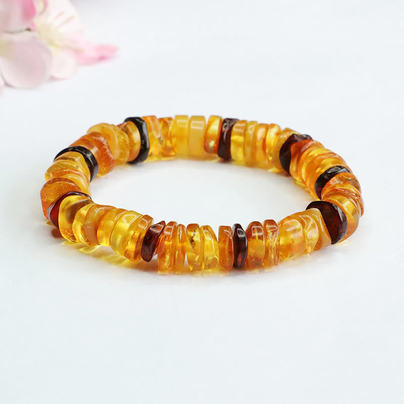 Buddha Stones Amberkleurige vredesgesp- Armband voor zelfvertrouwen - Amber, gouden amber, bloedbarnsteen (Polsomtrek: 14-16 cm) - image 0