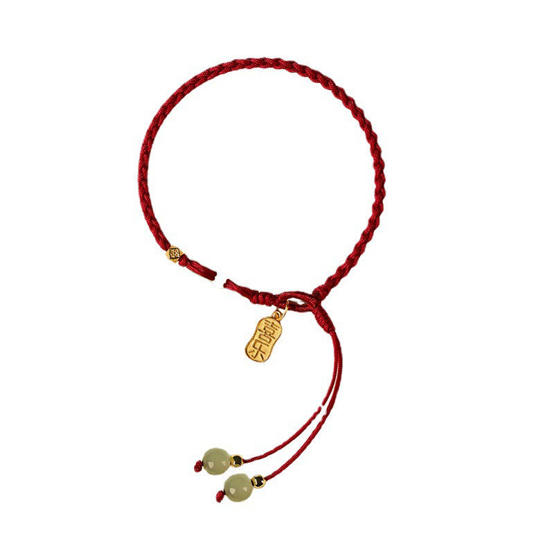 Buddha Stones Natuurlijke Hetian jade vredesgesp met rood koord, Armband - image 4