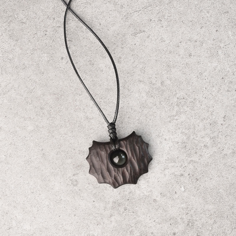 Buddha Stones Ebbenhouten obsidiaan hanger met onregelmatige vorm, Ketting voor vrede en kalmte. - image 1