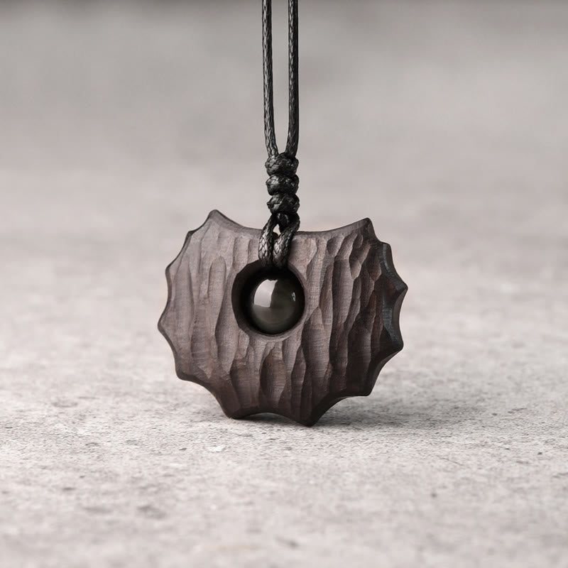 Buddha Stones Ebbenhouten obsidiaan hanger met onregelmatige vorm, Ketting voor vrede en kalmte. - Ebbenhout Obsidiaan (onregelmatig) - image 0