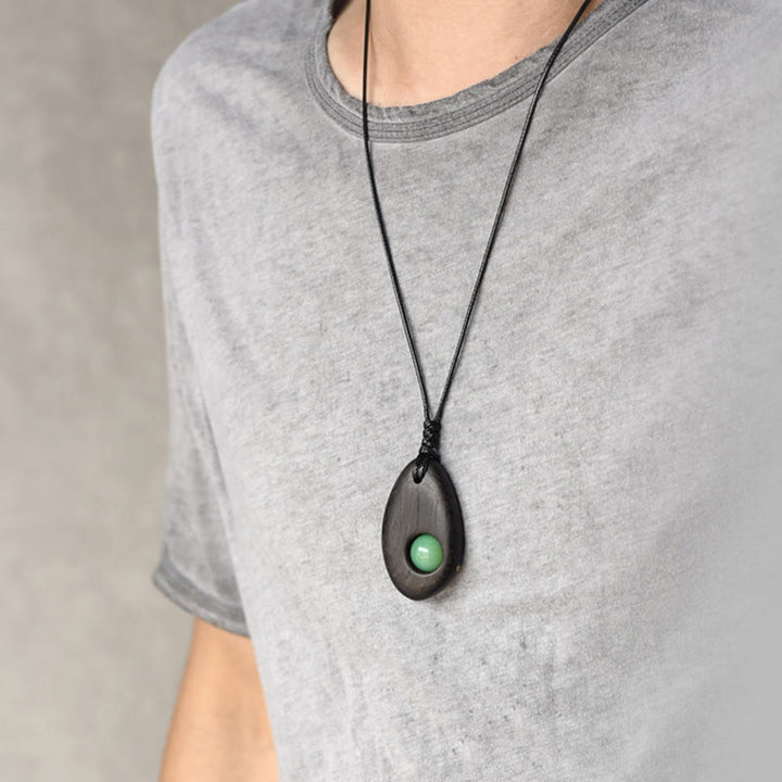 Buddha Stones Ebbenhout, groene aventurijn, vredes- en Ketting - image 9