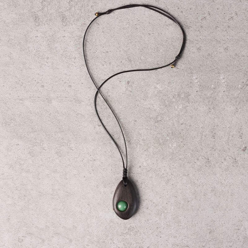Buddha Stones Ebbenhout, groene aventurijn, vredes- en Ketting - image 3