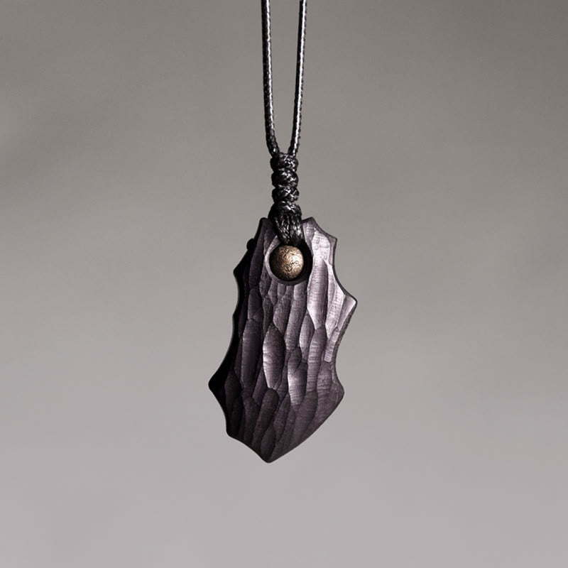 Buddha Stones Ebbenhouten hanger met onregelmatige vorm en koperen Ketting , symbool voor vrede en kalmte. - Ebbenhouten koper (onregelmatig) - image 0