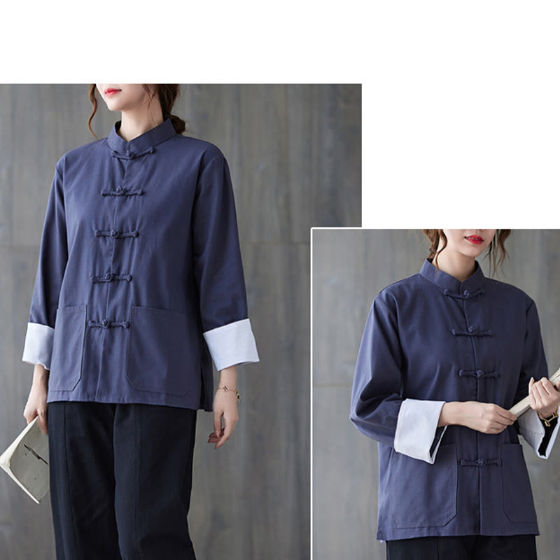 Buddha Stones Damesblouse met Lange mouw en kikkerknopen, geschikt voor meditatie - image 18
