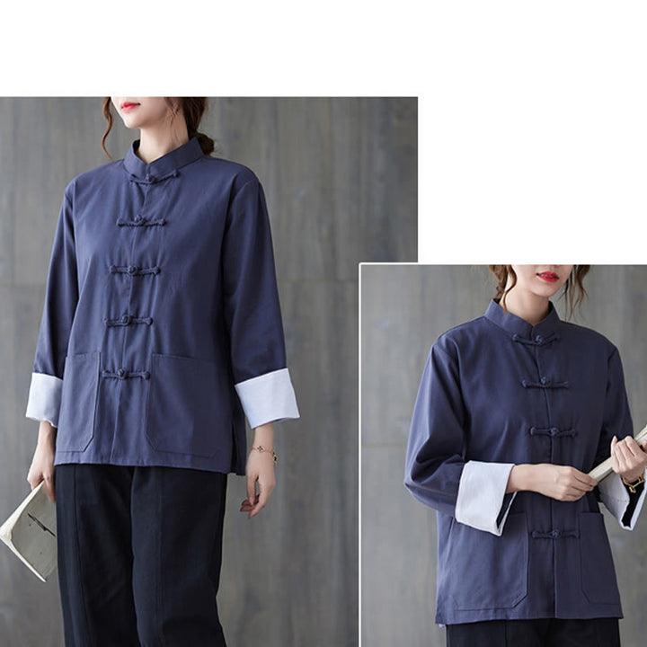 Buddha Stones Damesblouse met Lange mouw en kikkerknopen, geschikt voor meditatie - image 18