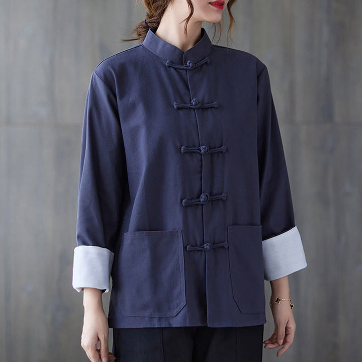 Buddha Stones Damesblouse met Lange mouw en kikkerknopen, geschikt voor meditatie - image 15