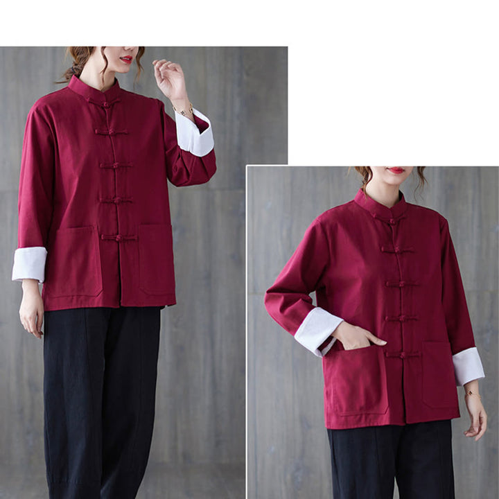 Buddha Stones Damesblouse met Lange mouw en kikkerknopen, geschikt voor meditatie - image 10
