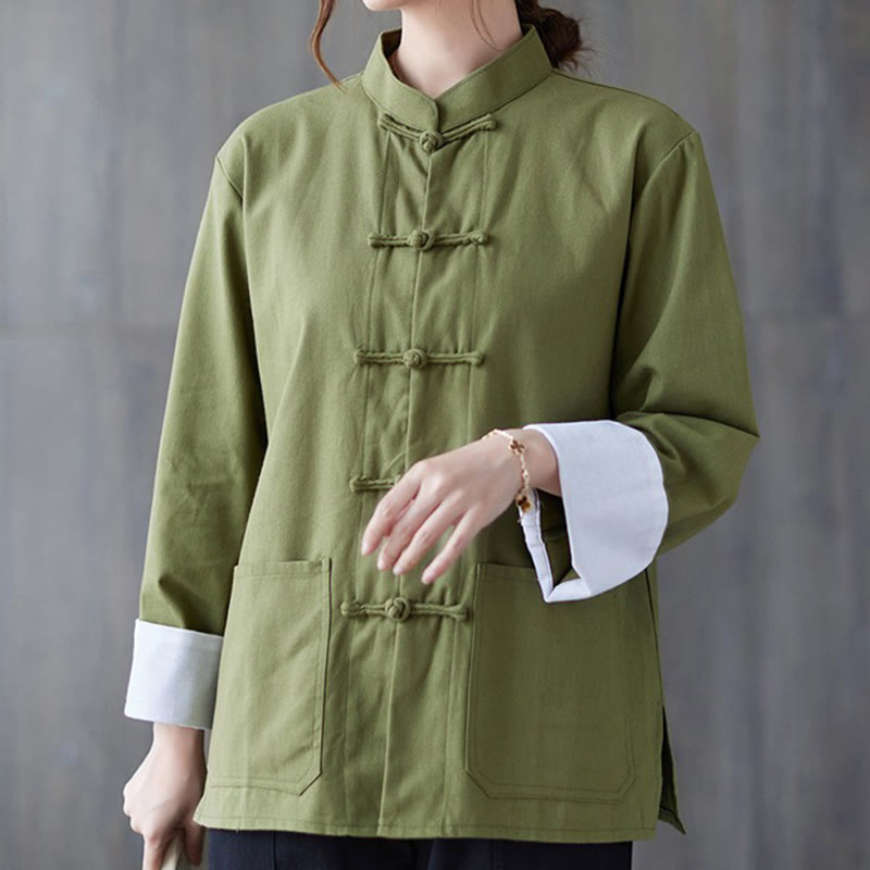 Buddha Stones Damesblouse met Lange mouw en kikkerknopen, geschikt voor meditatie - image 1