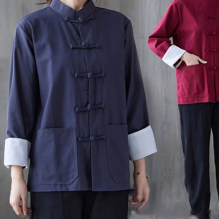 Buddha Stones Damesblouse met Lange mouw en kikkerknopen, geschikt voor meditatie - image 19