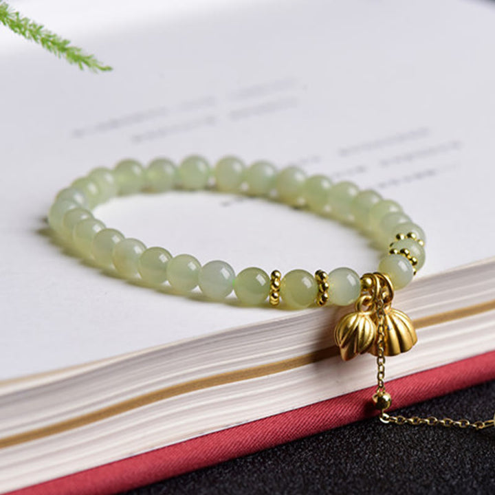 Buddha Stones Natuurlijke Hetian jade lotus Armband - image 4