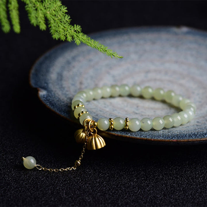 Buddha Stones Natuurlijke Hetian jade lotus Armband - image 0